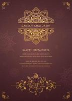 Happy Ganesh chaturthi design with golden line Ganesha and mandala elements on burgundy red background vector
