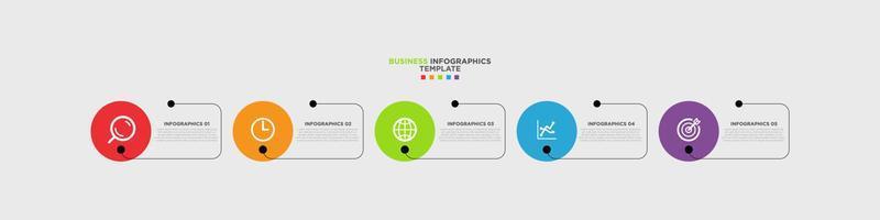 plantilla de diseño de línea de tiempo de infografía empresarial con información de 5 pasos y opciones. vector premium con signo o símbolo editable. eps10 vector