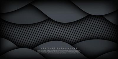 abstract dark gray gradient wavy design layers background with stripes. eps10 vector