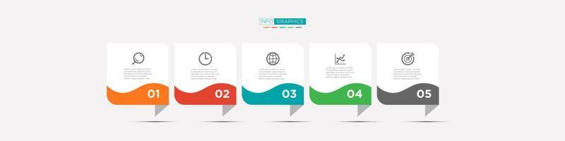 Business infographics timeline  design template with 5 step and option information. Premium vector with editable sign or symbol. Eps10 vector