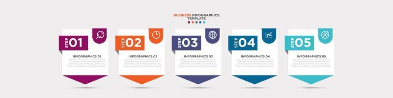 plantilla de diseño de línea de tiempo de infografía empresarial con información de 5 pasos y opciones. vector premium con signo o símbolo editable. eps10 vector