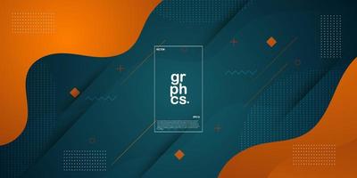 simple dynamic blue green and orange textured background design in 3D style with dark color. EPS10 Vector