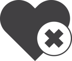 ilustración de corazón y signo incorrecto en estilo minimalista png