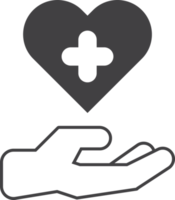 illustration de la main et du coeur dans un style minimal png