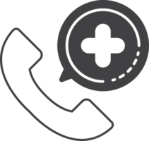 ilustração de ícone de hospital e telefone em estilo minimalista png