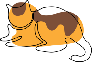 simplicity cat freehand continuous line drawing. png