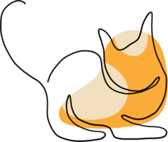 simplicity cat freehand continuous line drawing. png