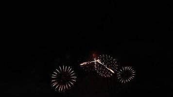 Bokeh of blurred fireworks on copy space for text on various important occasions. video