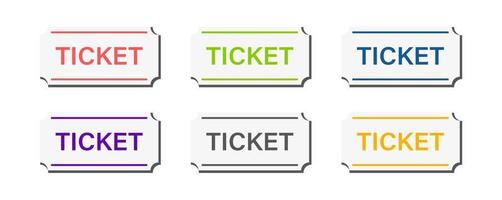 Simple classic ticket vector design template. Voucher pass symbol. Six colors concept.