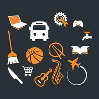 a collection of icons related to daily activities vector