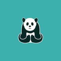 alone cute panda in blue background vector