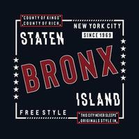 bronx, camiseta de diseño de tipografía de nueva york para estampado de camisetas y otros usos vector