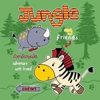 Jungle animals cartoon vector illustration