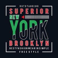 nueva york, camiseta de diseño tipográfico de brooklyn, ilustración vectorial vector