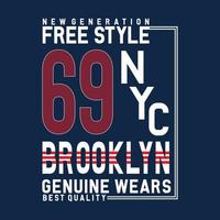 camiseta de diseño tipográfico de brooklyn, nyc para estampado de camisetas y otros usos vector