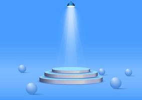 podium with a spotlight for a show with blue wall background vector illustration