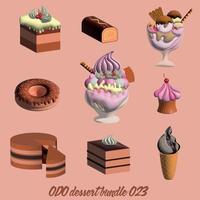 Chocolate, cakes, cupcakes, donuts. 3d realistic vector