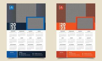 calendario de pared 2023 año. Plantilla de diseño de calendario listo para imprimir 2023. vector