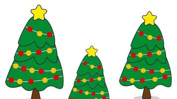ilustración animada de árboles de vacaciones de navidad en arte de garabatos adecuado para contenido de vacaciones video