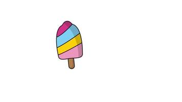 Animated Ilustration Of Rainbow Ice Cream In Doodle Art Suitable For Holiday Content video