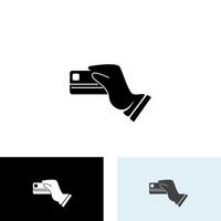 Hand holding credit card business icon image vector