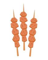 Satay. Indonesian food, meat on a skewer. Vector illustration.