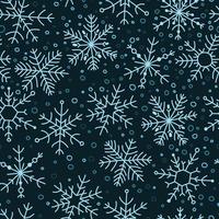 Blue snowflake simple hand drawn vector seamless pattern. New year, Christmas texture, winter snow, frozen ice crystal, Xmas frost symbol