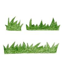 Green grass drawn by hand with colored pencils. Cartoon style. Isolated on white background vector