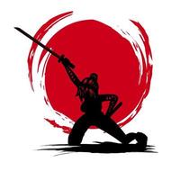 Samurai the sword hero for t-shirt colorful design. Abstract vector illustration.