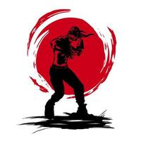 Samurai the sword hero for t-shirt colorful design. Abstract vector illustration.