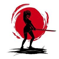 diseño colorido de la camiseta del héroe espadachín samurai. ilustración vectorial abstracta. vector