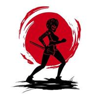 Samurai swordsman hero t-shirt colorful design. Abstract vector illustration.