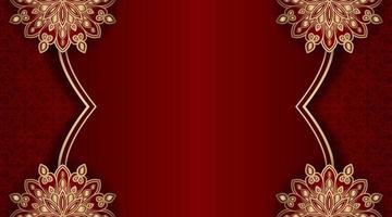 red luxury background, with gold mandala ornament vector