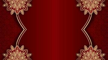 red luxury background, with gold mandala ornament vector