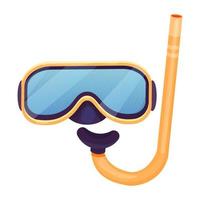 Diving mask, goggles with snorkel in cartoon style isolated on white background. vector