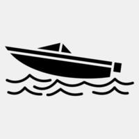 Icon speed boat. Transportation elements. Icons in glyph style. Good for prints, posters, logo, sign, advertisement, etc. vector