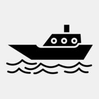 barco icono. elementos de transporte. iconos en estilo glifo. bueno para impresiones, carteles, logotipos, letreros, anuncios, etc. vector