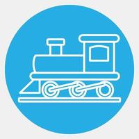 icono viejo tren. elementos de transporte. iconos en estilo azul. bueno para impresiones, carteles, logotipos, letreros, anuncios, etc. vector