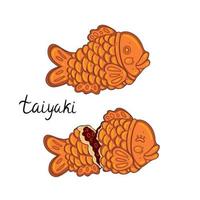 Taiyaki fish set isolate on white background. Vector graphics.