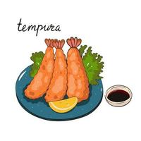 Tempura shrimp isolated on white background. Vector graphics.