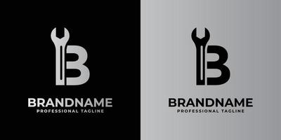 logotipo de llave inglesa con letra b, adecuado para cualquier negocio relacionado con la llave inglesa con iniciales b. vector