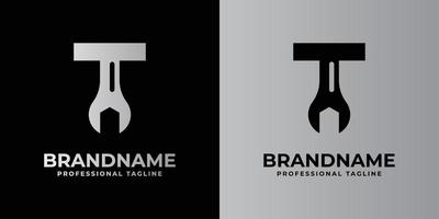 letter T wrench logo, suitable for any business related to wrench with T initials. vector