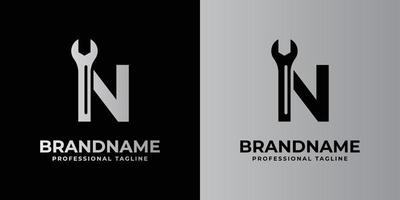 letter N wrench logo, suitable for any business related to wrench with N initials. vector