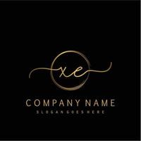 Initial XE handwriting logo with circle hand drawn vector