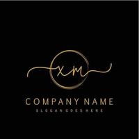 Initial XM handwriting logo with circle hand drawn vector