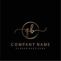 Initial QB handwriting logo with circle hand drawn vector
