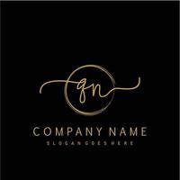 Initial QN handwriting logo with circle hand drawn vector