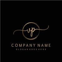 Initial VP handwriting logo with circle hand drawn vector