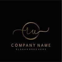Initial RU handwriting logo with circle hand drawn vector