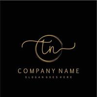 Initial TN handwriting logo with circle hand drawn vector